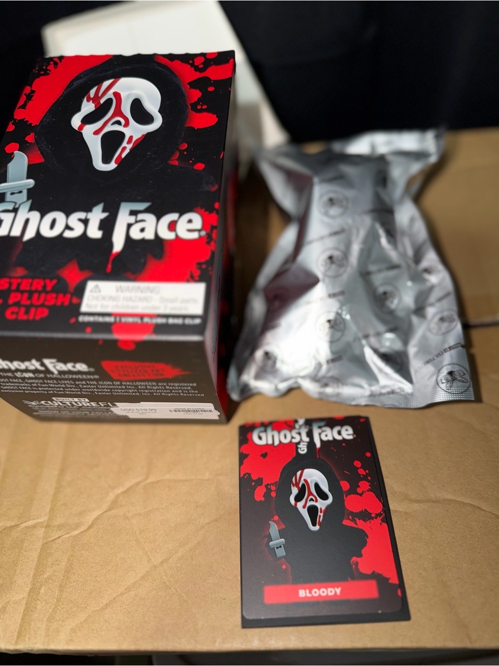 Ghost Face Bloody Mystery Plush Clip - Black & Red